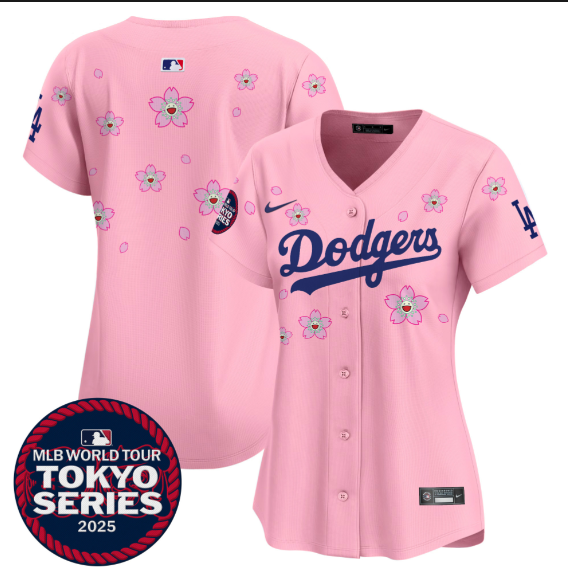 Women Los Angeles Dodgers Tokyo Series 2025 pink blank Limited Stitched Jersey->women mlb jersey->Women Jersey